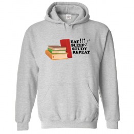 Eat Sleep Study Repeat Kids and Adults Fashion Outfit Pull Over Hoodie for Students